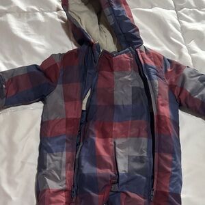 Carter's Red and Blue Checkered Hooded Snowsuit
